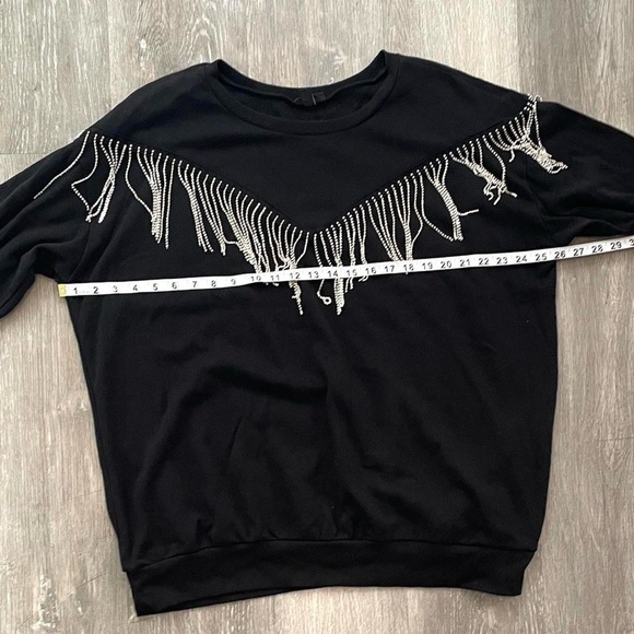 Black Torrid sweatshirt with silver rhinestone fringe chevron detail 1X - Picture 5 of 6